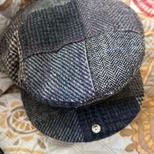 vintage tweed patchwork dobbs fifth ave new york cap hat 7.5